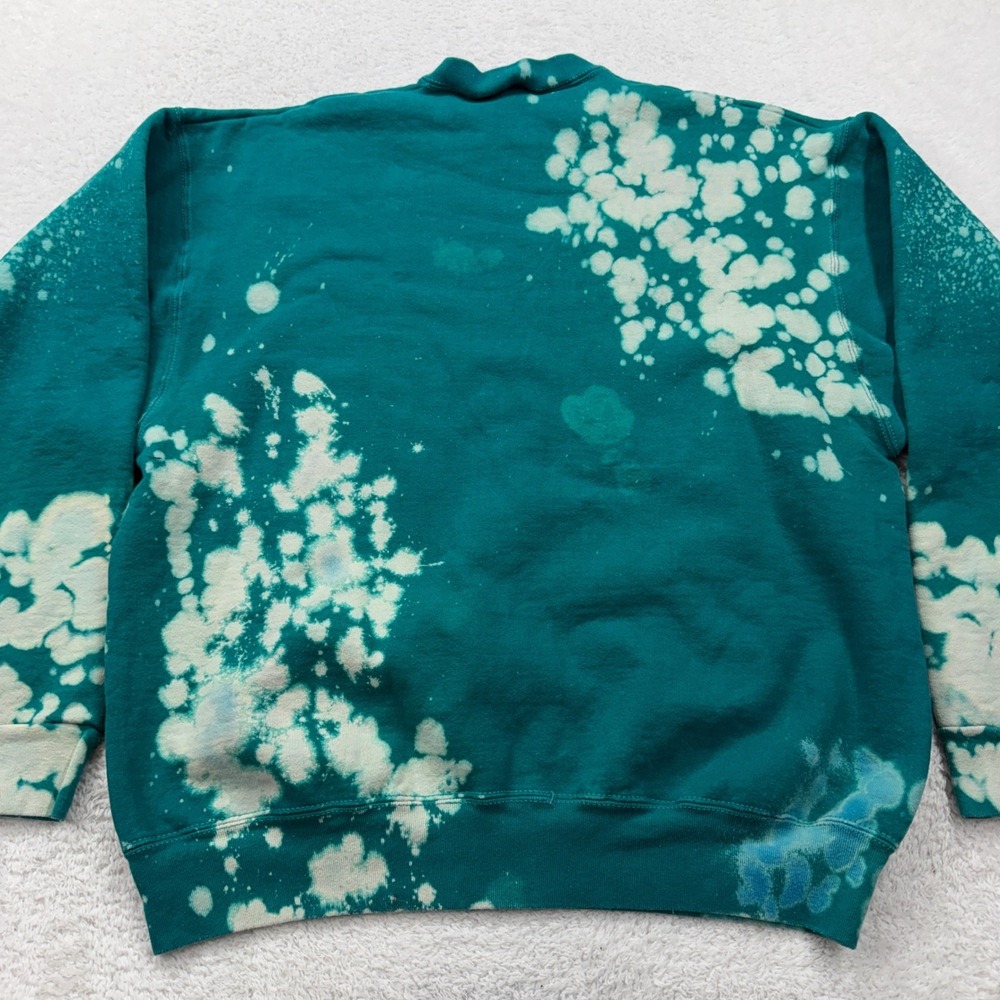 Vintage TV2One Bleach Splatter Art Sweatshirt XL Green‎ Pullover Grunge Graphic - Picture 7 of 8